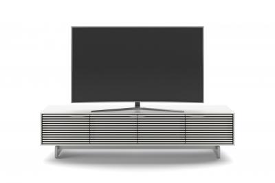 BDI Align 7473 Modern Low Profile TV Stand With Media Base In Satin White - BDIAL7473MESW