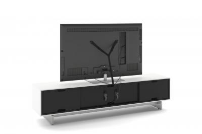 BDI Align 7473 Modern Low Profile TV Stand With Media Base In Satin White - BDIAL7473MESW