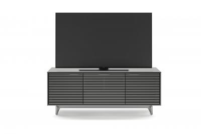 BDI Align 7477 Three Door Modern TV Stand With Media Base In Fog Grey - BDIAL7477MEFOG