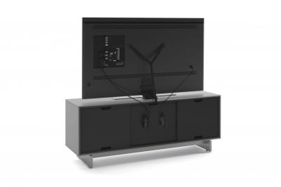 BDI Align 7477 Three Door Modern TV Stand With Media Base In Fog Grey - BDIAL7477MEFOG