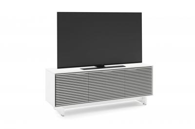 BDI Align 7477 Three Door Modern TV Stand With Media Base In Satin White - BDIAL7477MESW