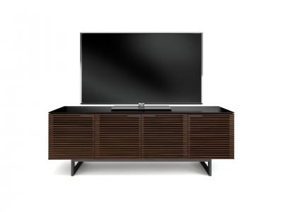 BDI Corridor 8179 Quad Wide TV Stand With Tempered Glass Top In Chocolate Stained Walnut - BDICORR8179CHOCO
