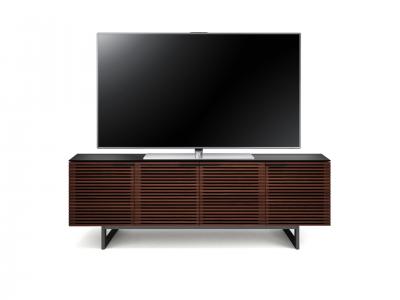 BDI Corridor 8179 Quad Wide TV Stand With Tempered Glass Top In Chocolate Stained Walnut - BDICORR8179CHOCO