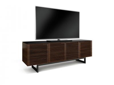 BDI Corridor 8179 Quad Wide TV Stand With Tempered Glass Top In Chocolate Stained Walnut - BDICORR8179CHOCO