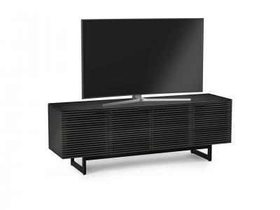 BDI Corridor 8179 Quad Wide TV Stand With Tempered Glass Top In Charcoal Stained Ash - BDICORR8179CHAR