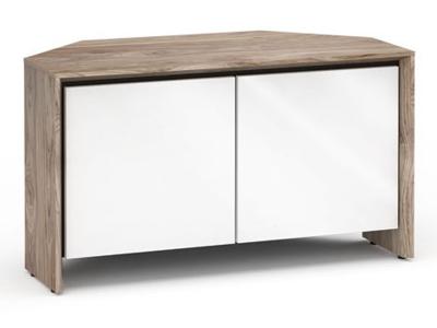 Salamander Barcelona 221 CR Chameleon Collection Corner Cabinet (Natural Walnut /Gloss White) C/BA221CR/NW/GW