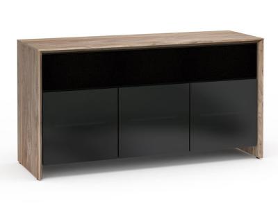 Salamander Barcelona 339 Chameleon Collection Speaker Integrated Cabinet  (Natural Walnut /Black Glass) C/BA339/NW/BG