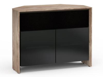 Salamander Barcelona 329 CR Chameleon Collection Corner Cabinet (Natural Walnut /Black Glass) C/BA329CR/NW/BG