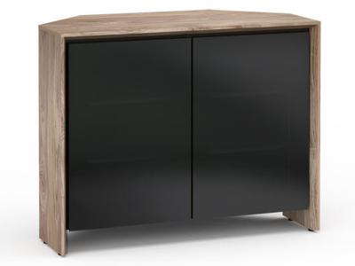 Salamander Barcelona 323 CR Chameleon Collection Corner Cabinet (Natural Walnut /Black Glass) C/BA323CR/NW/BG